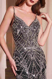 Ladivine 9317 Dress Embellished Fitted Black Mermaid Gown
