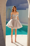 Juliet JT947L Short Off the Shoulder Homecoming A-Line Dress