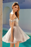 Juliet JT947L Short Off the Shoulder Homecoming A-Line Dress