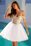 Juliet JT947L Short Off the Shoulder Homecoming A-Line Dress