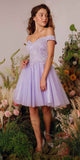 CLEARANCE - Eureka 9833 Short A-Line Off Shoulder Glitter Mesh Dress (Size M)