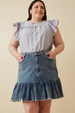 Denim Darling Curvy Ruffle Skirt