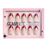 Glamnetic - Red Affair Press-On Nails | Short Almond Red Glitter Tips