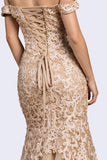 Cinderella Divine A0401 Off-Shoulder Mermaid Dress Lace Overlay Tulle Skirt