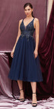 Andrea & Leo A0762s Appliqued Bodice Tea-Length Dress