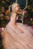 Andrea & Leo A0767 Tiered Long Formal Dress Corset Back Strapless