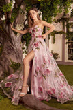 Andrea & Leo A1035 Strapless Organza Ball Gown Floral Print