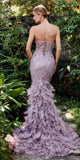 Andrea & Leo A1116 Floor Length Feathered Mermaid Gown