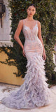 Andrea & Leo A1116 Floor Length Feathered Mermaid Gown