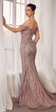 CLEARANCE - Andrea & Leo A1257 Long Off the Shoulder Dusty Mauve Gown (Size 4)