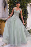 Andrea & Leo A1258 Long Embellished Tulle A-Line Ball Gown