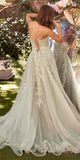 Andrea & Leo A1261 Long Lace Embellished A-Line Layered Tulle Gown