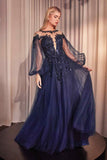 Andrea & Leo A1263 Long Sleeve A-Line Tulle & Lace Gown
