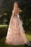Andrea & Leo A1289 Long One Shoulder Floral Embroidered A-Line Gown