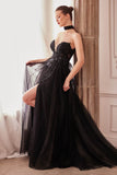 Andrea & Leo A1303 Long Strapless A-Line Glitter Tulle Gown