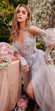 Andrea & Leo A1303 Long Strapless A-Line Glitter Tulle Gown