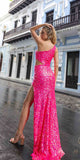 Nox Anabel A1307 Long One Shoulder Side Cut-Out Sequin Gown