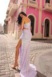 Nox Anabel A1307 Long One Shoulder Side Cut-Out Sequin Gown