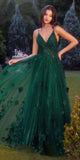 Andrea & Leo A1326 Long Tulle A-Line Floral Applique Gown