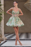 Andrea & Leo A1347 Short Sequin Floral Print A-Line Dress
