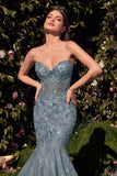 Andrea & Leo A1354 Strapless Lace Mermaid Gown & Removable Accessory