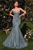 Andrea & Leo A1354 Strapless Lace Mermaid Gown & Removable Accessory