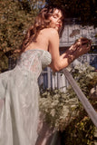Andrea & Leo A1381 Tulle Daisy Asymmetric A-Line Gown