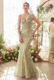 Andrea & Leo A1392 Dress One Shoulder Fully Beaded Floral Motif Gown