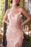 Andrea & Leo A1396 Sheer Pleated Corset Gown