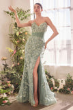 Andrea & Leo A1396 Sheer Pleated Corset Gown