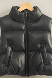Moonlit Faux Leather Cropped Puffer Vest