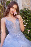 Andrea & Leo A1417 Dress Lace Appliqued A-Line Layered Tulle Gown