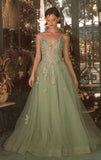Andrea & Leo A1417 Dress Lace Appliqued A-Line Layered Tulle Gown