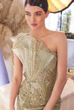 Andrea & Leo A1435 Dress One Shoulder Beaded Evening Gown