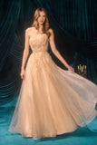 Andrea & Leo A1491 Boned Asymmetrical Sequin Bodice A-Line Formal Dress