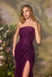 Andrea & Leo A1497 Strapless Floor Length Lace Overlay Formal Gown