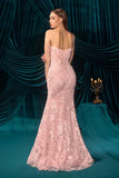 Andrea & Leo A1499 Ethereal Floral Lace Thigh High Slit Fitted Lace Gown