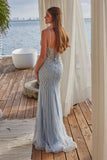 Nox Anabel A1586 Sheer Boned Waistline Fully Beaded Lace up Dress