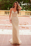 Nox Anabel A1586 Sheer Boned Waistline Fully Beaded Lace up Dress