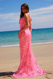 Nox Anabel A1587 Deep V-Neck Floral Sequined Tulle Dress