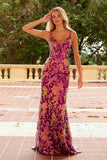 Nox Anabel A1587 Deep V-Neck Floral Sequined Tulle Dress
