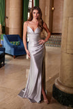 Nox Anabel A1588 Sleeveless Satin Sweetheart Neckline Dress with Slit