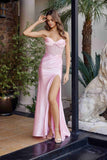 Nox Anabel A1737 Strapless Fitted Stretch Satin Prom Gown
