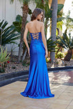 Nox Anabel A1743 Fitted Stretch Satin Sequin Applique Prom Gown