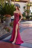Nox Anabel A1743 Fitted Stretch Satin Sequin Applique Prom Gown