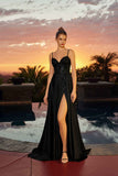 Nox Anabel A1748 Sweetheart Neck Plunging V-bodice Stretch Satin Dress
