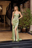 Nox Anabel A1751 Fitted Stretch Satin Open Strappy Back Prom Gown