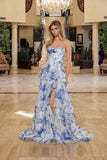 Nox Anabel A1752 Flowy Strapless A-Line Ruffled Layered Chiffon Prom Gown