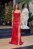 Nox Anabel A1753 Fitted Stretch Satin Strapless Prom Gown
