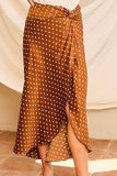 🤎Caffe Mocha Chic Knot Side Polka Dot Skirt